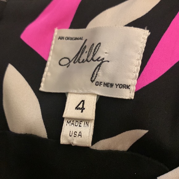 Millie of New York Italian Silk geometric minidress 4 EUC - Picture 7 of 7